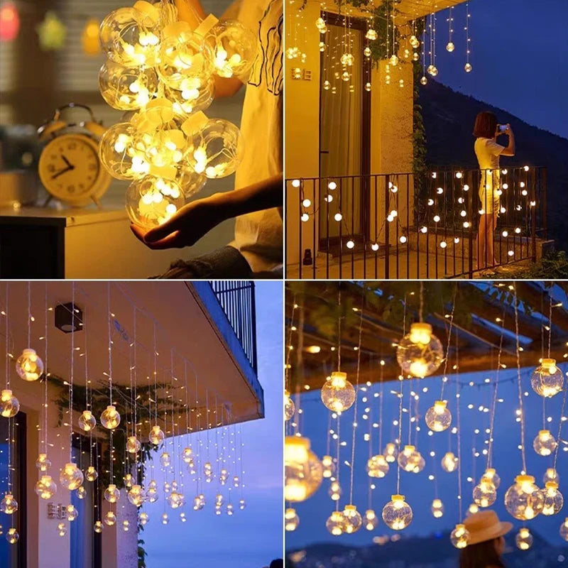 Color/Warm Light Wishing Ball Light String USB with Remote Control 8 Modes, Suitable for Bedroom, Christmas, Wedding, Theme Part