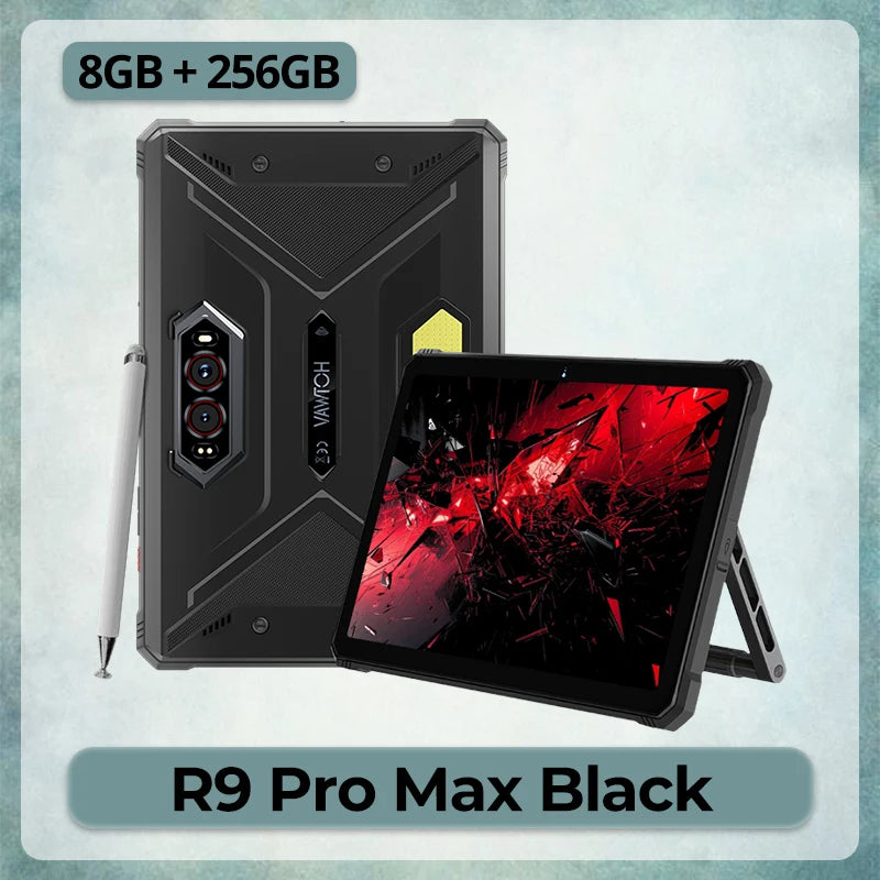 HOTWAV R9 Pro Max 5G Rugged Tablet 20080mAh Massive Battery 20W Fast Charging Android 16 Pad 11'' FHD+ 2K 120Hz Display 8GB RAM 256GB ROM/2TB Expansion 64MP+16MP+20MP Night Vision Tablet PC With Stylus Pen, OTG/GPS