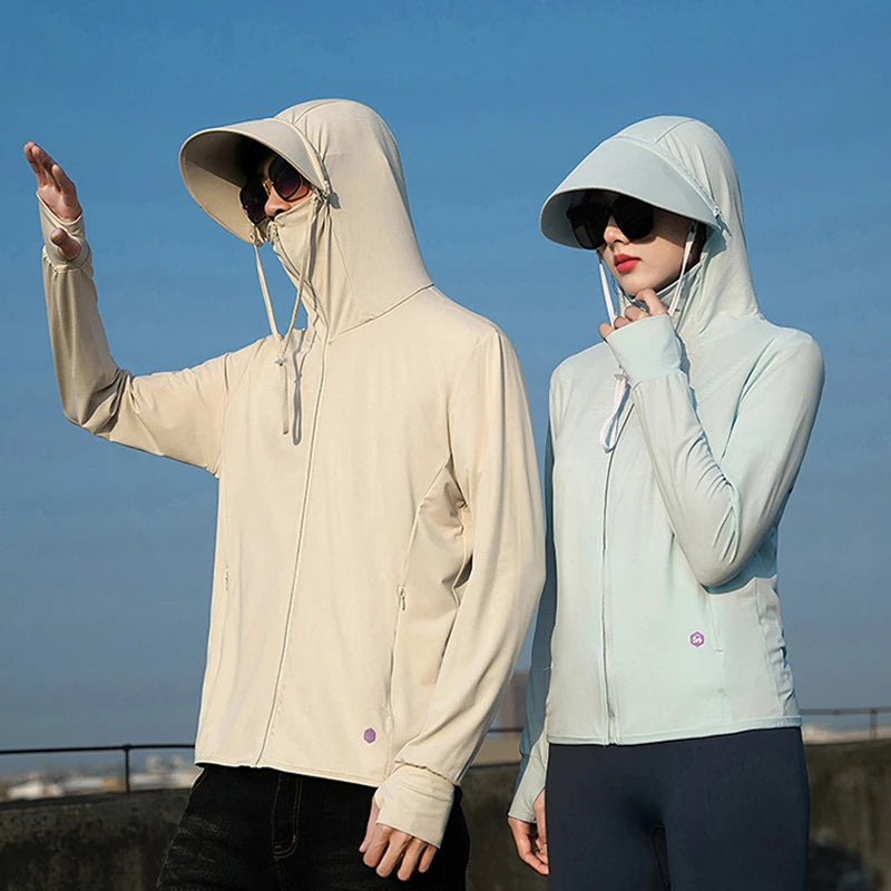 Summer Ice Silk Sunscreen Coat Couple Sports Casual Jacket Breathable Comfortable Outdoor UV Protection Outerwear