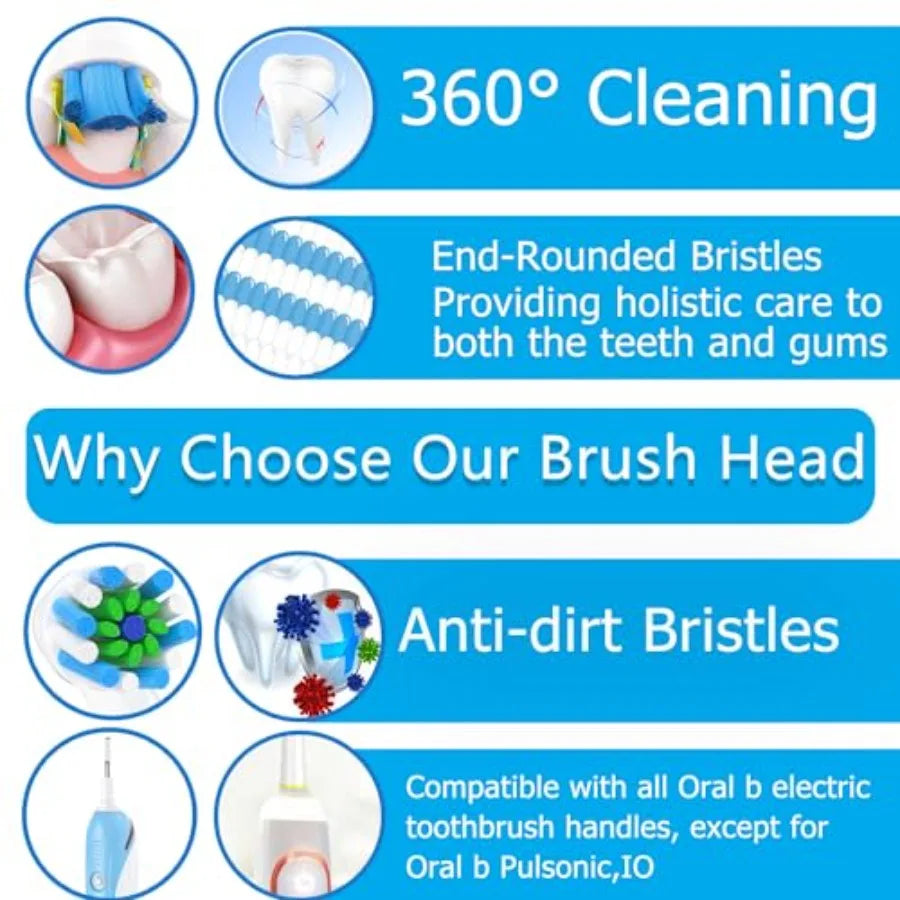 Replacement Brush Heads Fit for Braun Oral b, Compatible with Oral-B Pro 1000/2000/3000/5000/6000 Smart and Genius Electric Too