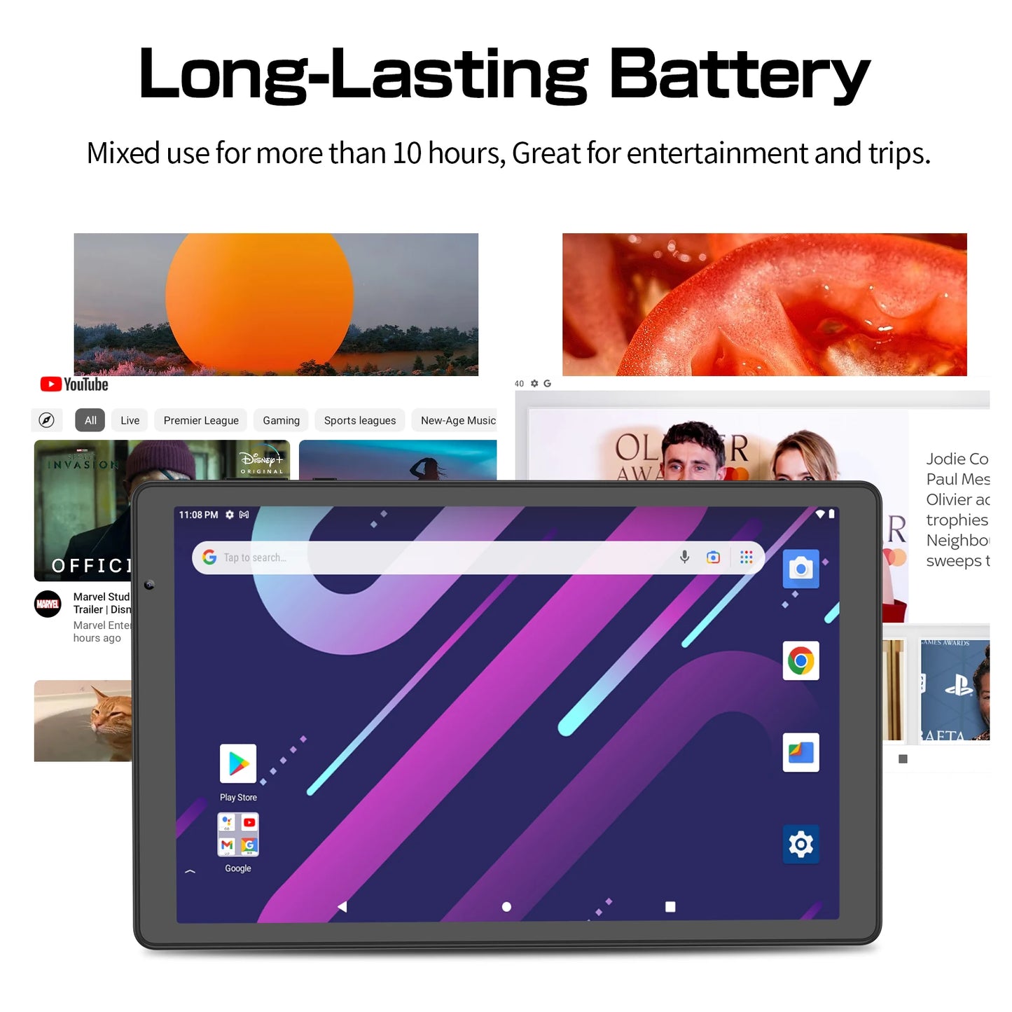 PRITOM Tablet 10 inch Android 14 32GB ROM 512GB Expand Tablets, 2GB RAM Wi-Fi 6 Tablet PC with 1.6GHz Quad Core CPU, 10.1 inch