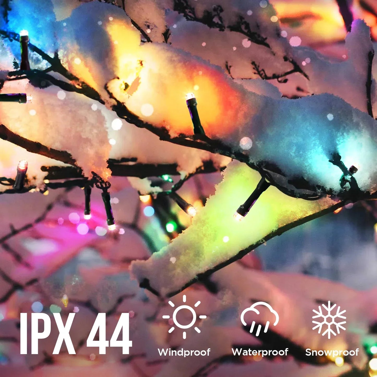 200 LEDs 66ft Multicolor Christmas Tree Lights, LED Christmas Light String, 8 Fairy Light Modes with Memory Timer Function