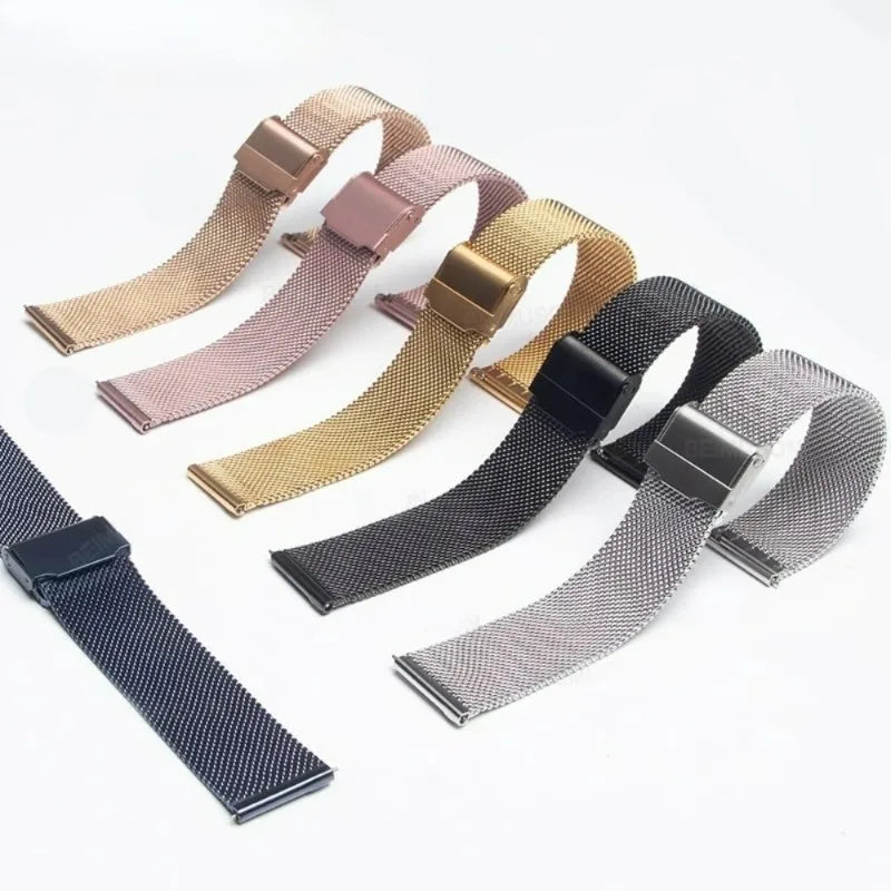 14/16/18/20/22mm Universal Milanese Watchband Quick Release Watch Band Mesh Stainless Steel Strap Wrist Belt Bracelet Silver