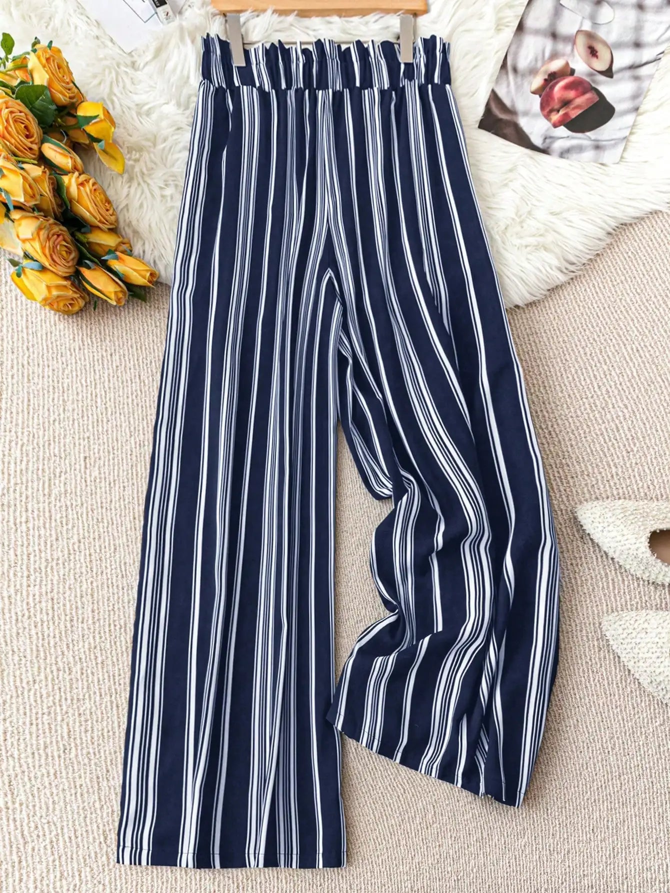 Striped Casual Wide Leg Pants For Women Summer