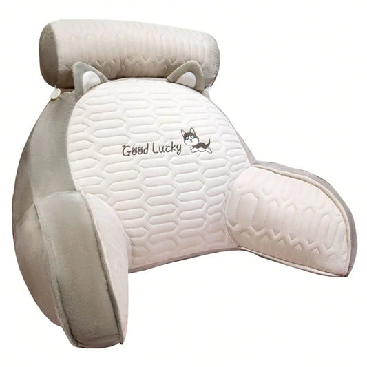 Bed Reading Pillow, Backrest Pillow With Armrest, Pocket And Washable Pillowcase, Sofa Headboard Home Decor Pillow