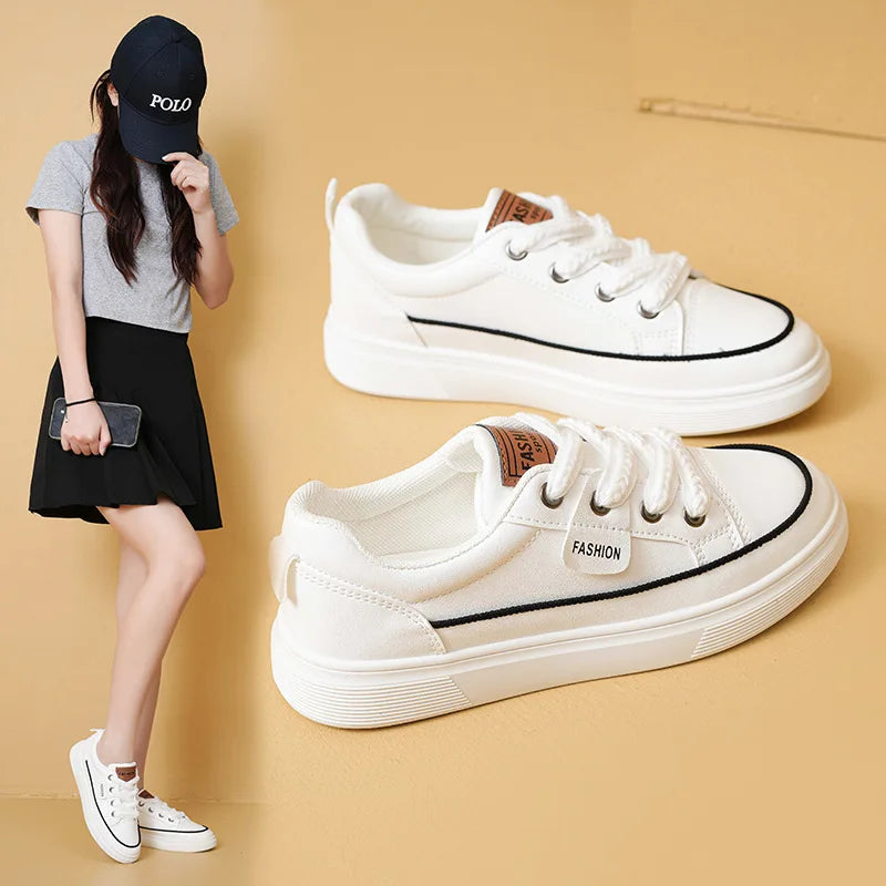 Classic Low Top Platform Sneakers Women's Canvas Casual Shoes Lightweight Comfortable Walking Shoes for Daily & School Wear