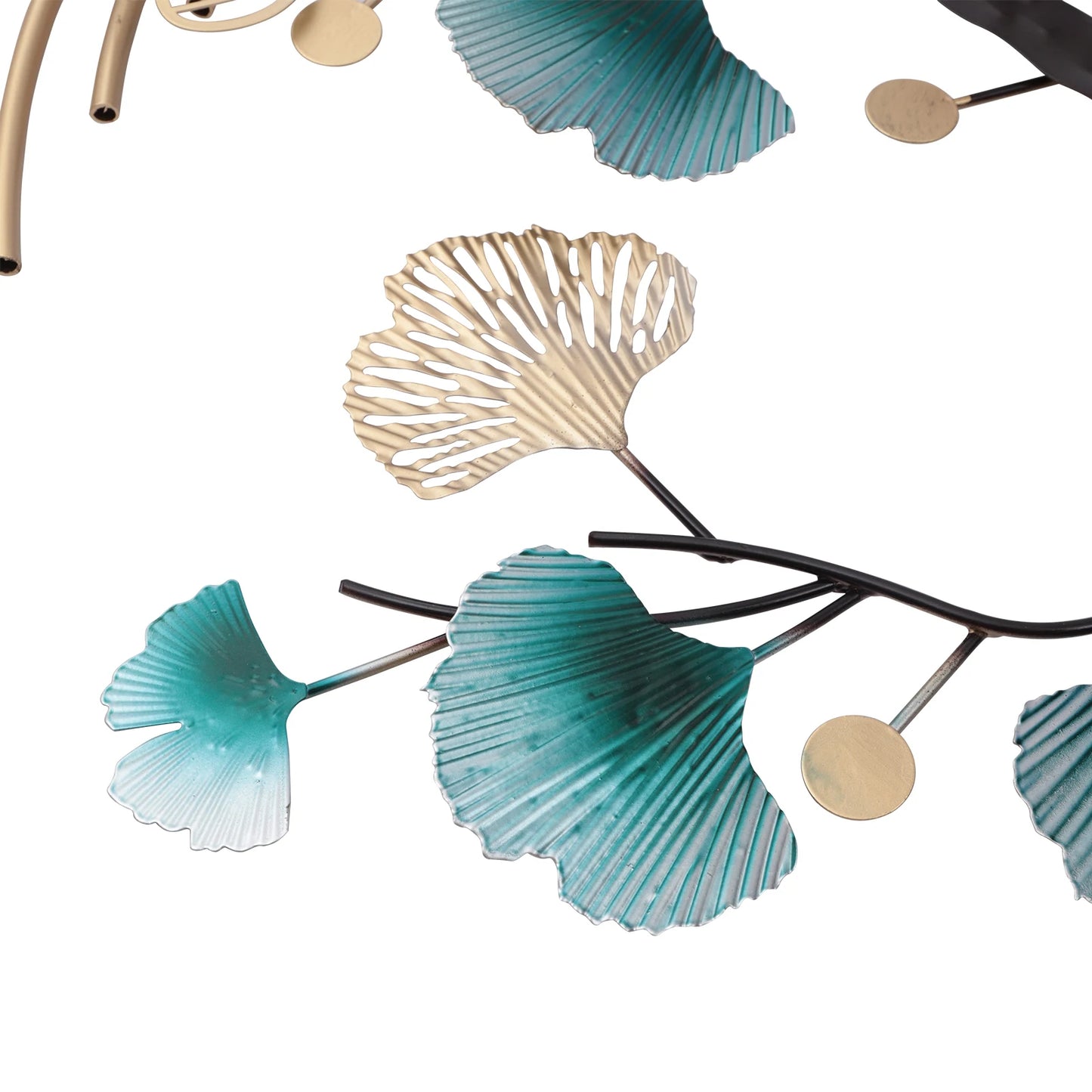 Chinese Style Metal Wall Art 3D Ginkgo Leaf Iron Wall Hanging Modern Luxury Living Room Bedroom Wall Decor 110x68cm
