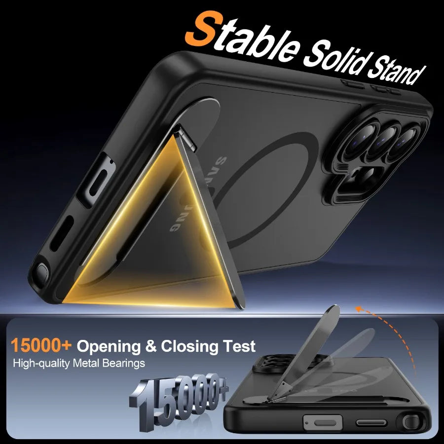 Magnetic for Samsung Galaxy S26 Ultra Case, [Compatible with MagSafe][Full Camera Protection][Built-in Invisible Kickstand] Tra