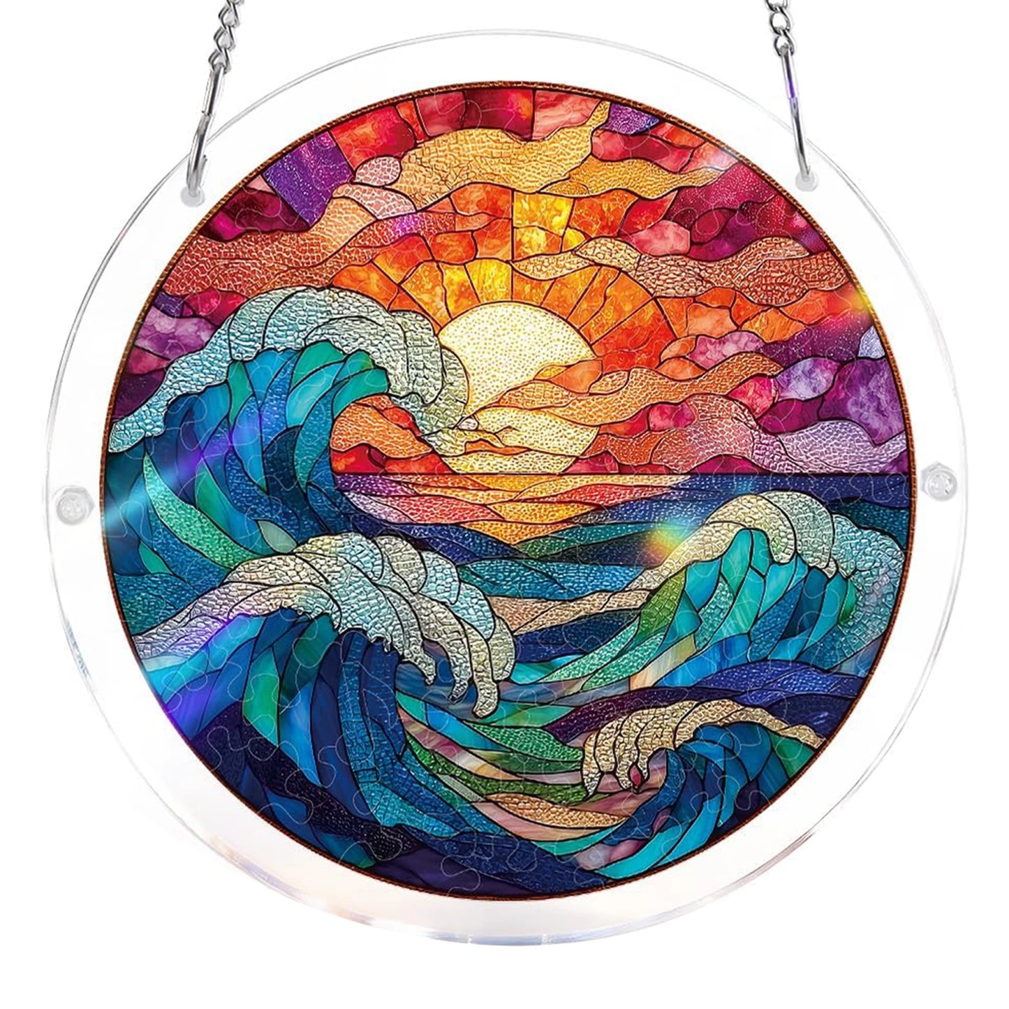 Acrylic Jigsaw Puzzle Suncatcher Window Hanging Crafts Window Suncatcher Acrylic Puzzle for Living Room Bedroom Summer Home Balcony Decor (S-18.5cm style 20)