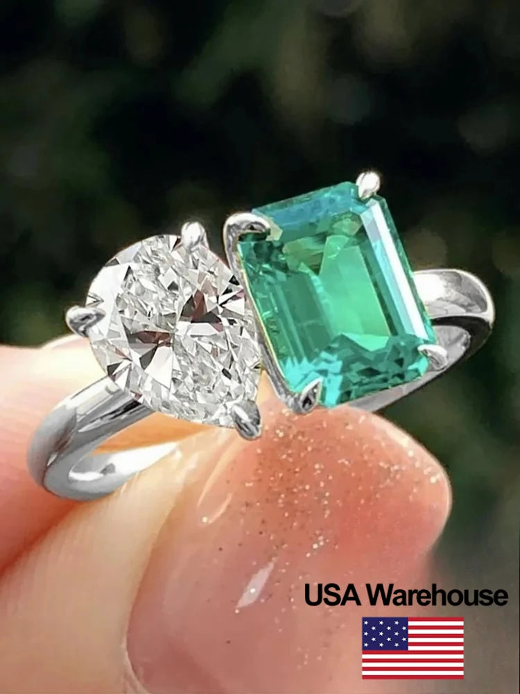 925 Sterling Silver Simple Classic Zircon WaterDrop Square Ring For Women Engagement Wedding Luxury High Quality Fine Jewelry