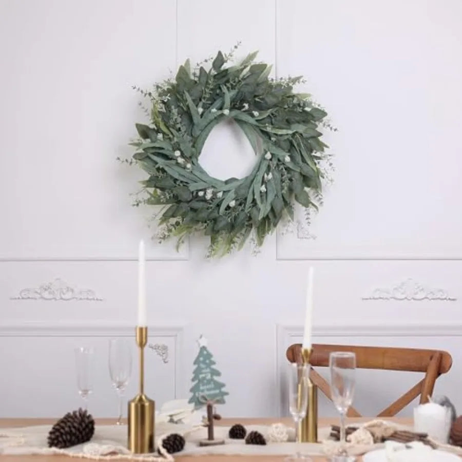 Eucalyptus Wreath for Front Door - Large Artificial Greenery Outdoor Wreath for Porch, Window, Farmhouse, Home, Holiday, Hangin