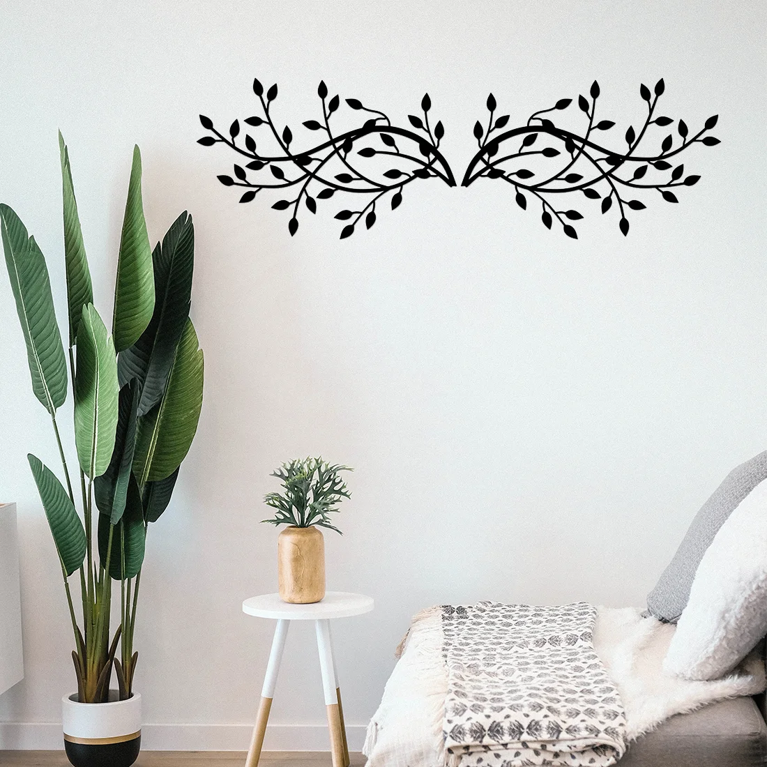 Minimalist Iron Leaf Wall Art Waterproof Rustproof Metal Wall Decor Easy Install Indoor Outdoor Home Wedding Housewarming Gift