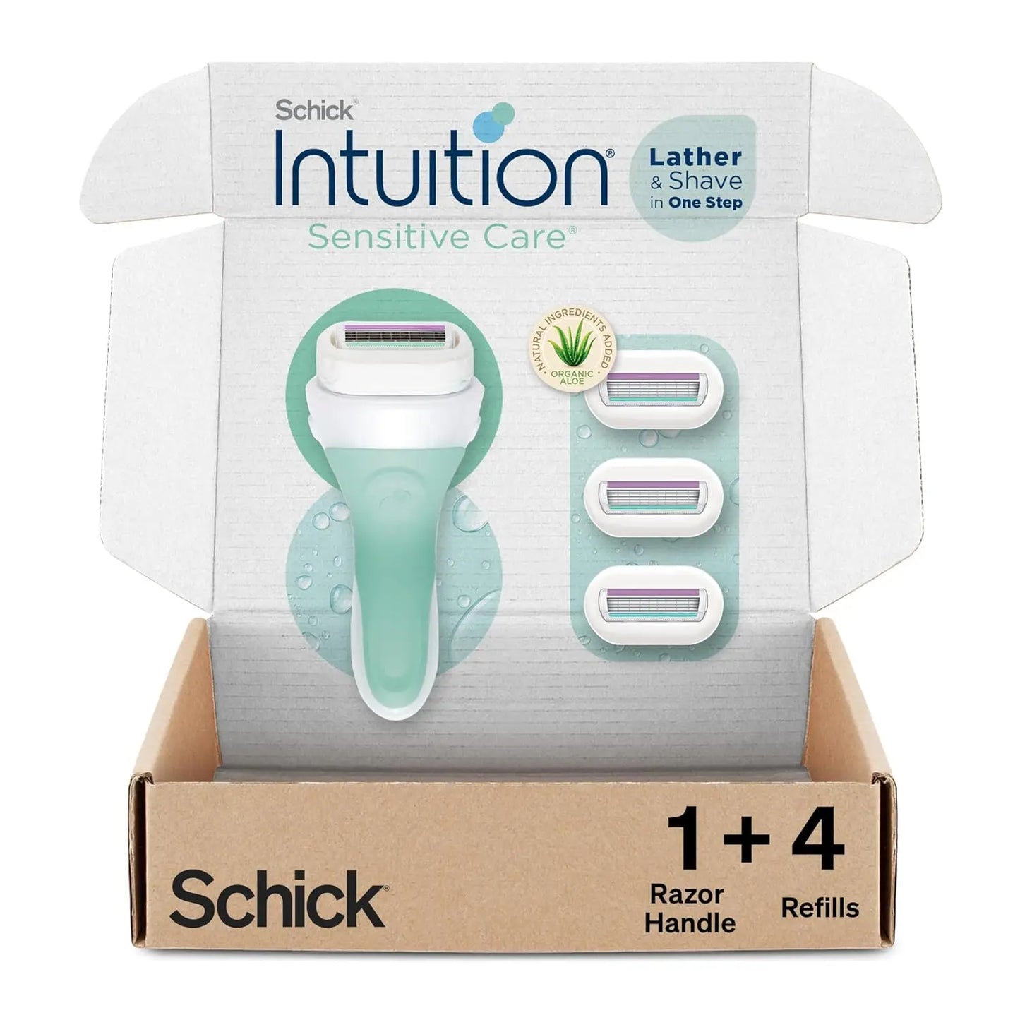 Women's Razor with 4 Refills - Aloe & Vitamin E Moisturizing Blades for Sensitive Skin, Pivoting Head