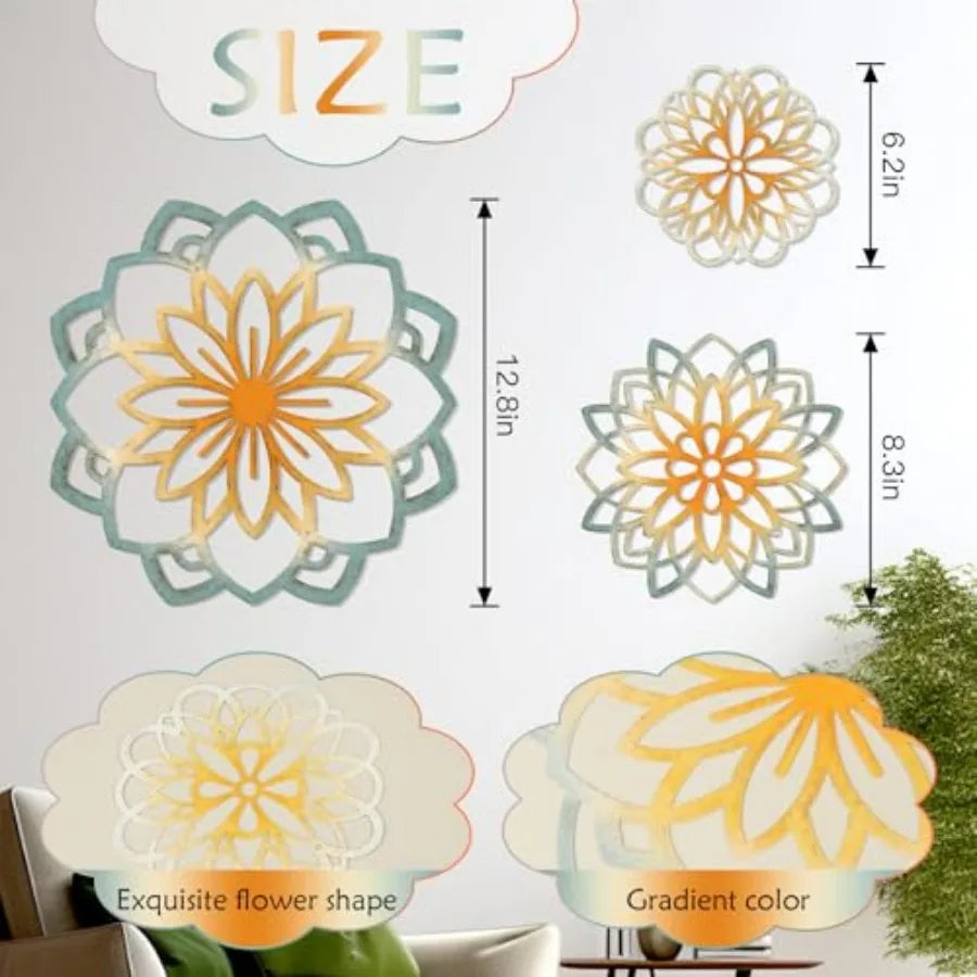 3 Ps olorful Metal Flowers Wall Art Farmouse Floral Batroom Deoration Flowers Metal anging Deor Farmouse Wall Art for Living Ro