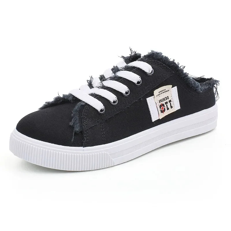 2026 Spring Summer Women Canvas Sneaker Low Top Denim Sneakers Ladies Lace-Up Flat Canvas  Board Shoes Female sapatos femininos