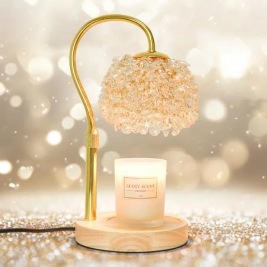 Candle Warmer Lamp with Timer, Dimmable Candle Lamp Warmer with 312 K9 Crystals Adjustable Height Electric Candle Warmer for Wo