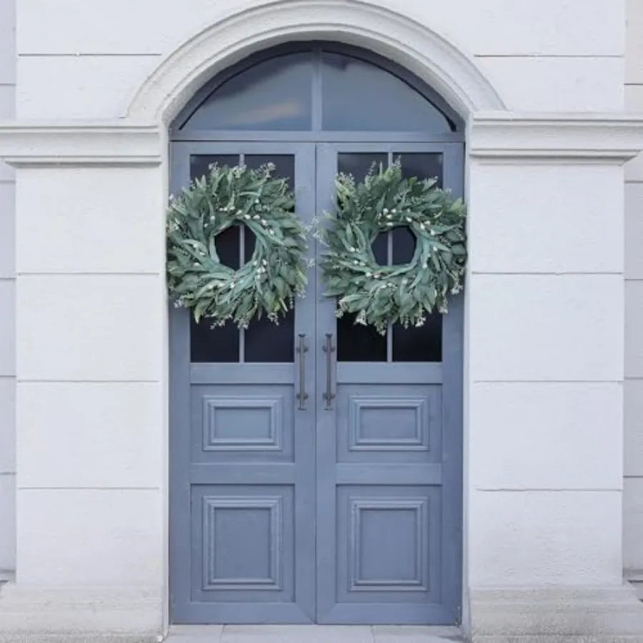 Eucalyptus Wreath for Front Door - Large Artificial Greenery Outdoor Wreath for Porch, Window, Farmhouse, Home, Holiday, Hangin