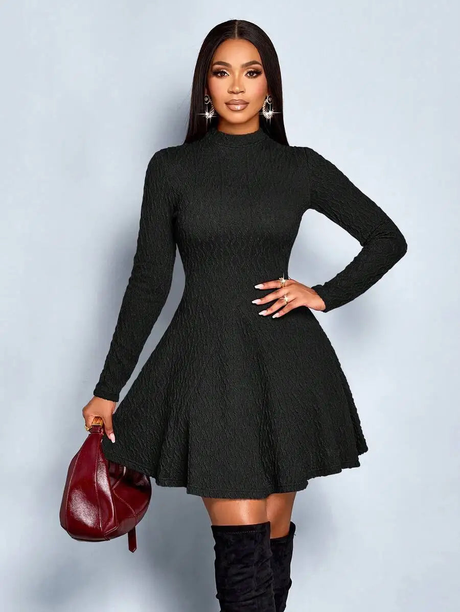 SOLERSUN Women's Elegant Simple Black Autumn Dress, Office Date Homecoming Thanksgiving Outfit,Back To School Teacher Clothes