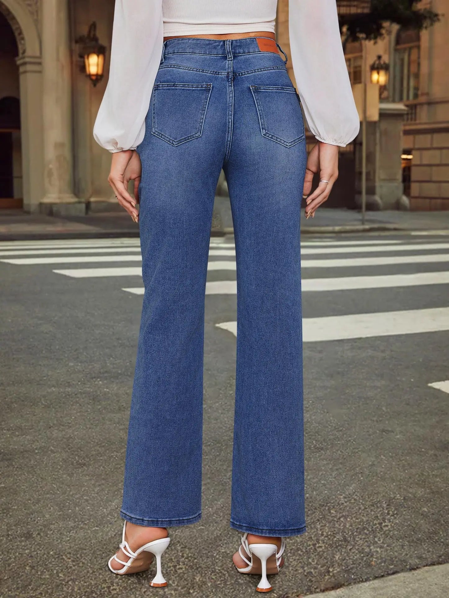 Genleck Women's Crossover High Waisted Wide Leg Jeans Stretch Baggy Crisscross Y2K 90s Denim Pants - Stylish Fit & Versatile Wea