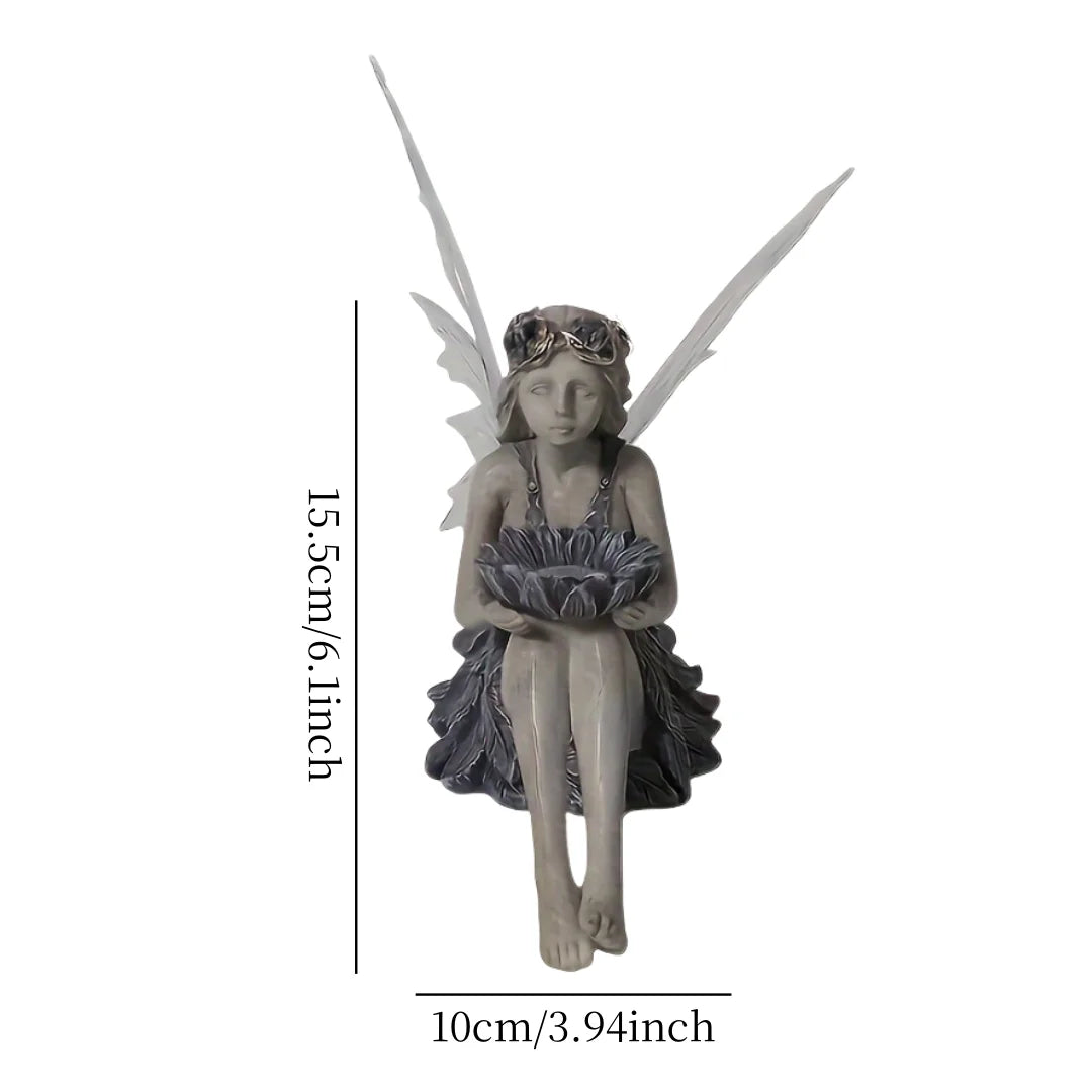 Outdoor Garden Solar Statue Light, Outdoor Solar Fairy Garden Statues, Garden resin flower fairy holding flower statue decorativ