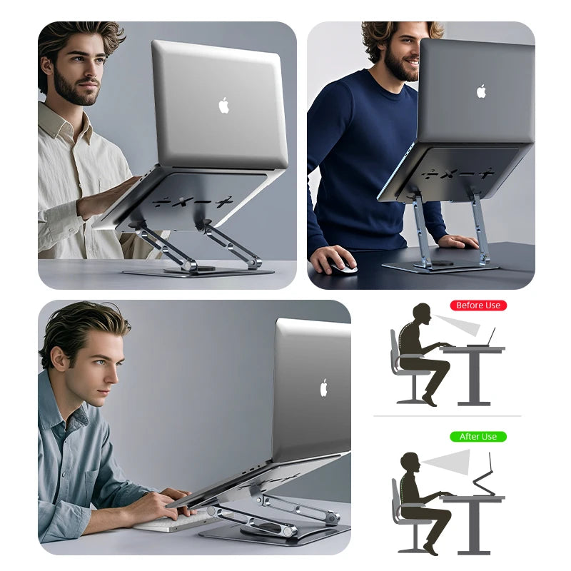 CABLETIME 360 Degrees Rotatable Laptop Stand Aluminum Stand Suitable 14"-17.3" Laptop Ergonomic Design for iMac DELL Lenovo
