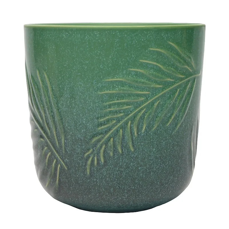 8-Inch Ceramic Planter with Botanical Design