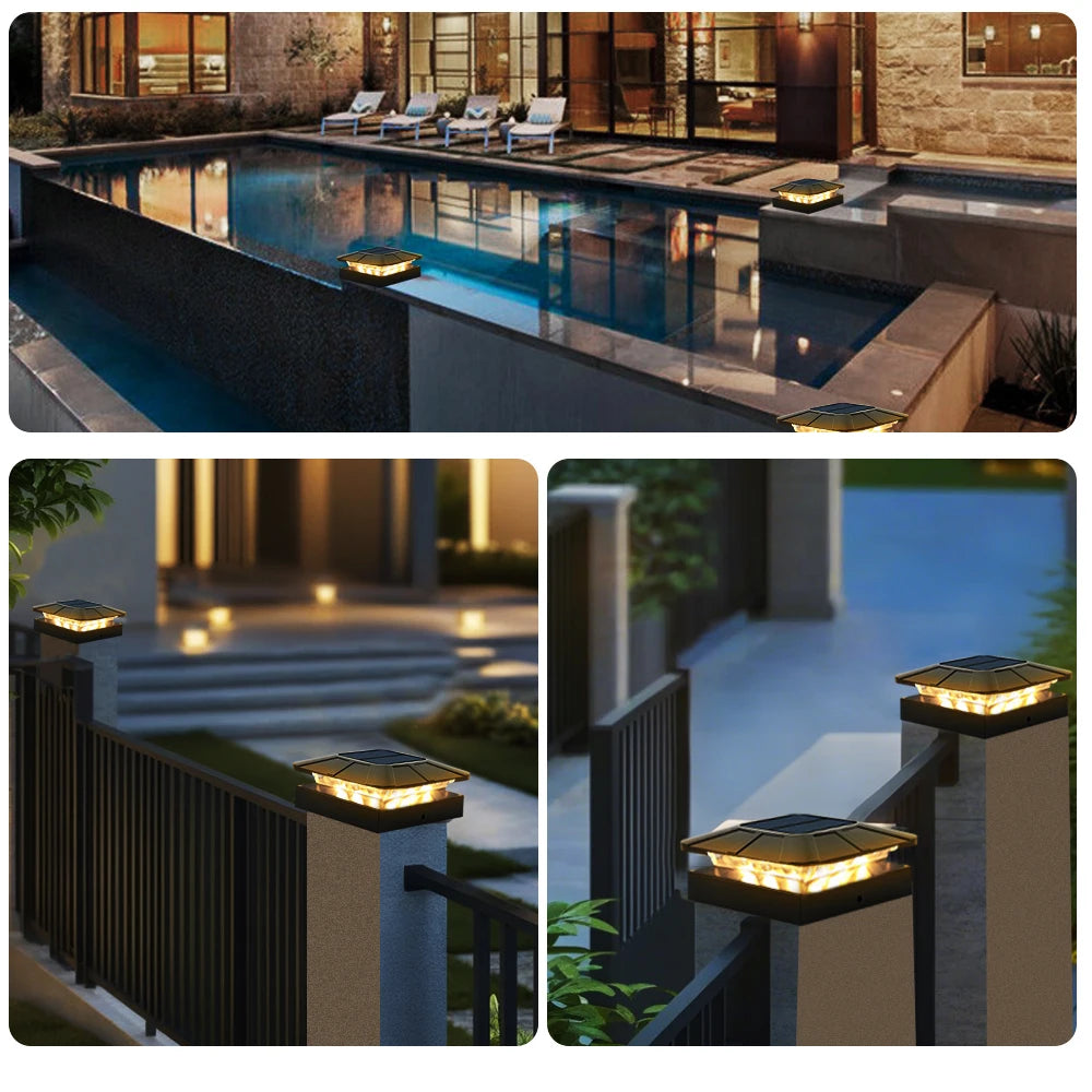 Outdoor Solar Post Cap Lights 3 Modes Fence Light Solar Powered Waterproof Gate Light For 4 Inch Wood Posts Yard Garden Outside