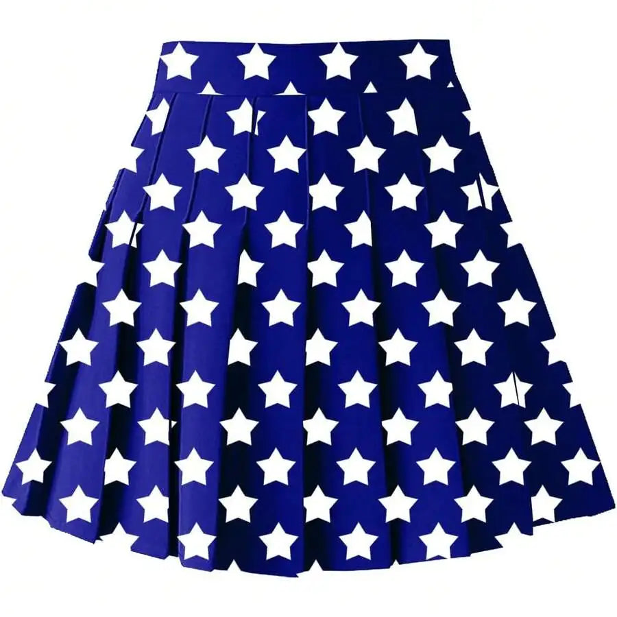 Womens High Waist A-Line Pleated Mini Skirt Solid Color Polyester