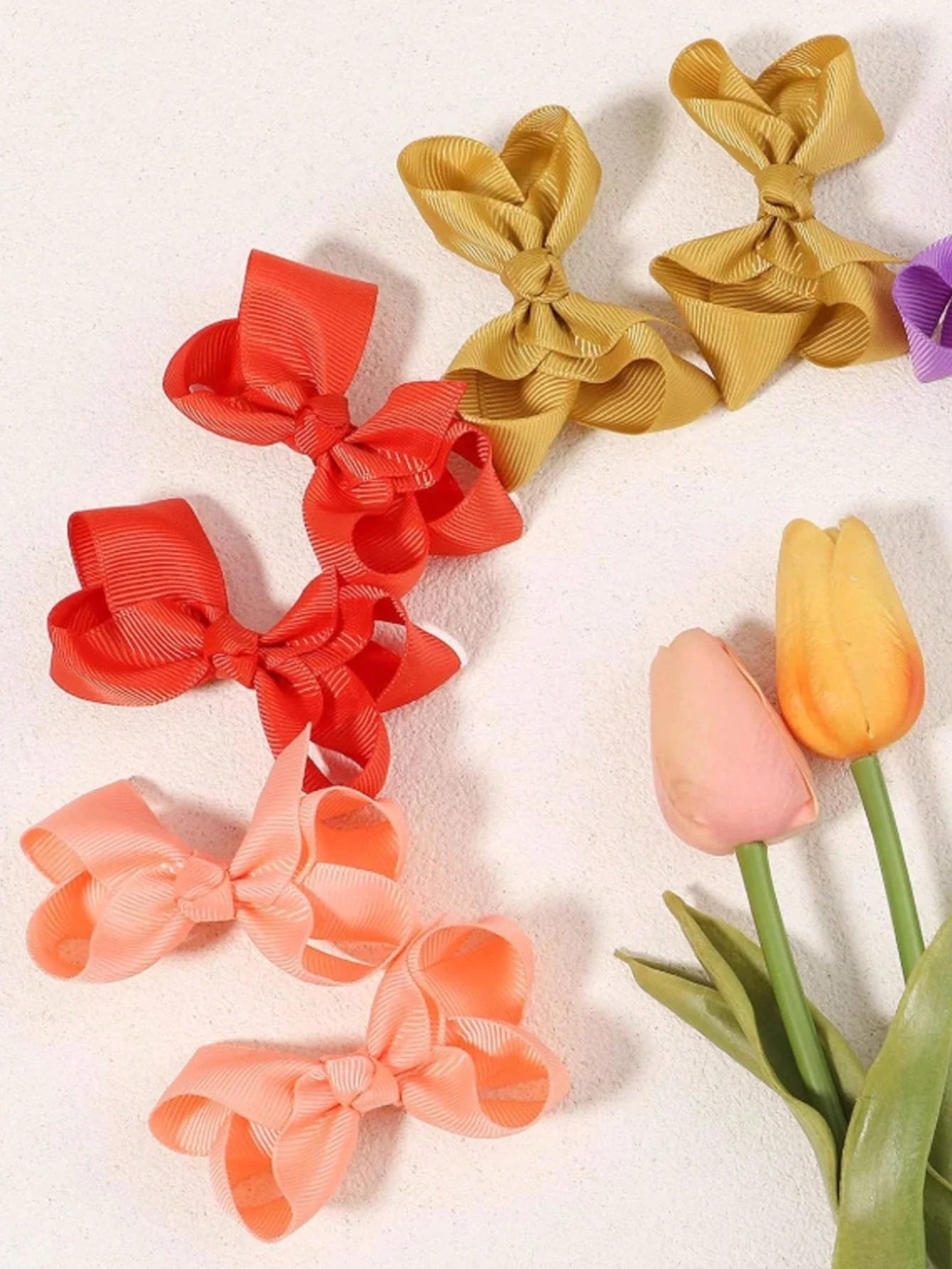 40pcs/Pack Random Color Cute Ribbon Bow Hair Clips, Hair Accessories For Girls Daily Wear