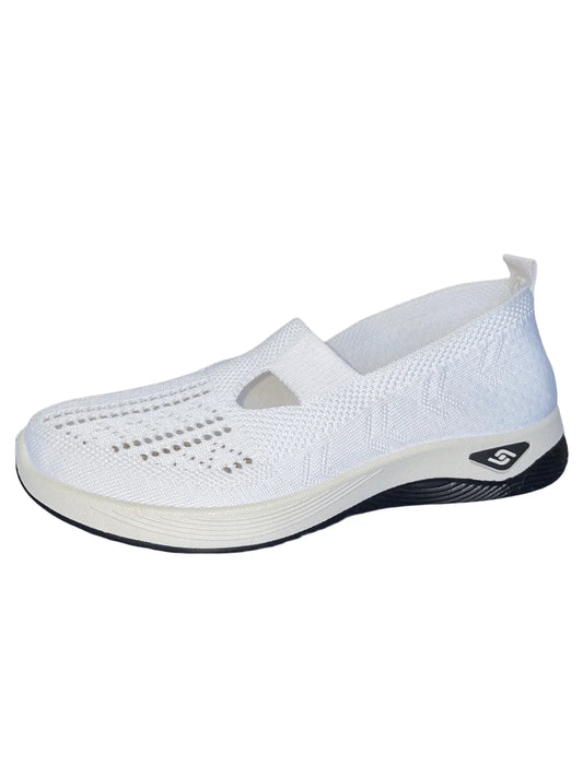 Women's shoes Solid Color Breathable Sneakers, casual sneaker women's summer sneakers, Low-top Knitted Casual Shoes Mom Shoes