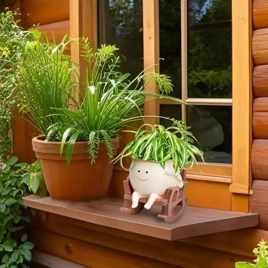 Charming Face Planter Pots, Cute Head Chair Shaped Succulent Planter, Unique Artistic Plant Pot for Small Indoor Outdoor Plants, Ideal for Home Garden Office Desktop Decor, Creative Novelty Housewarming Festival Gift for Plan