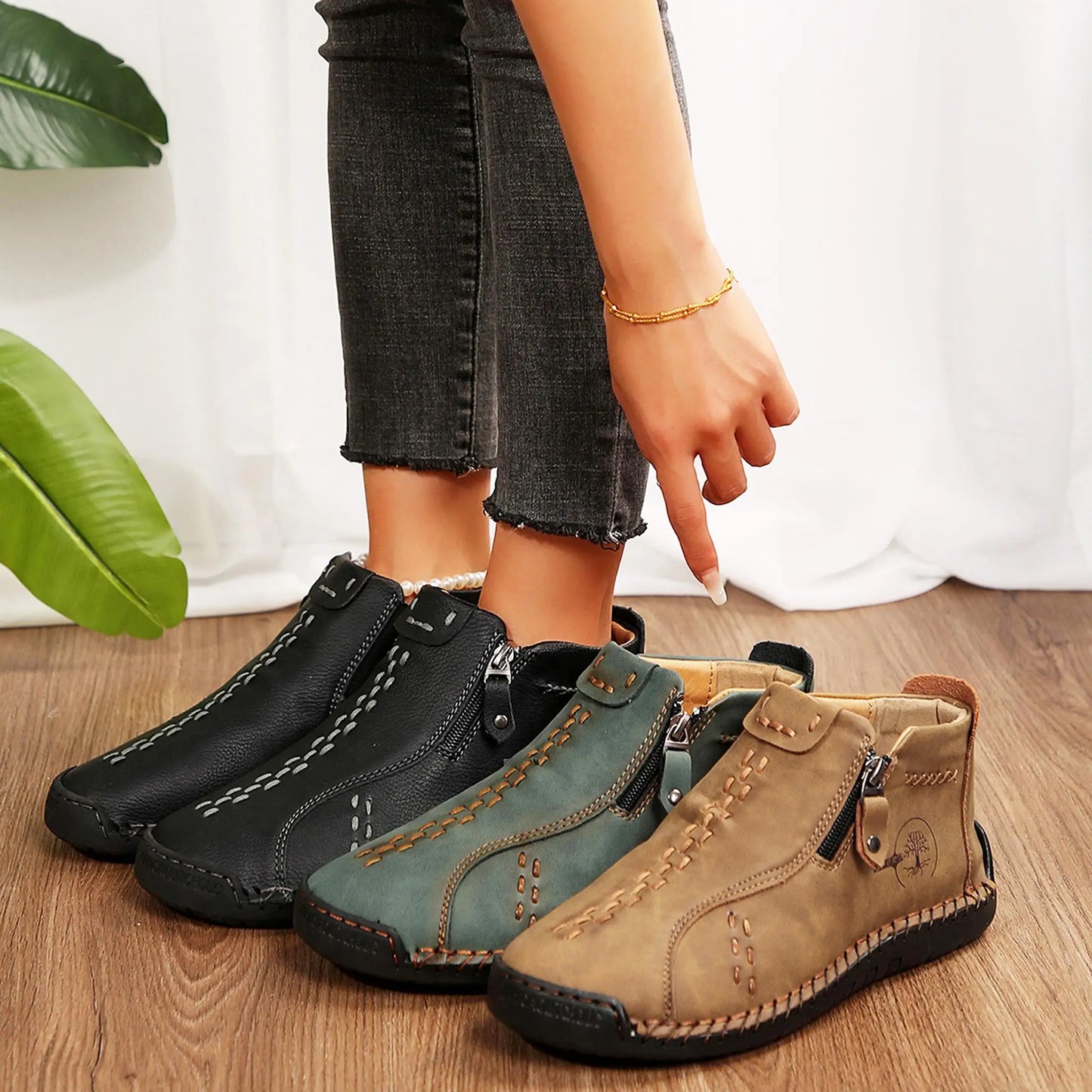 Womens Casual Shoes Ankle Boots Slip On Lightweight Loafers Mid top Walking Driving Shoes