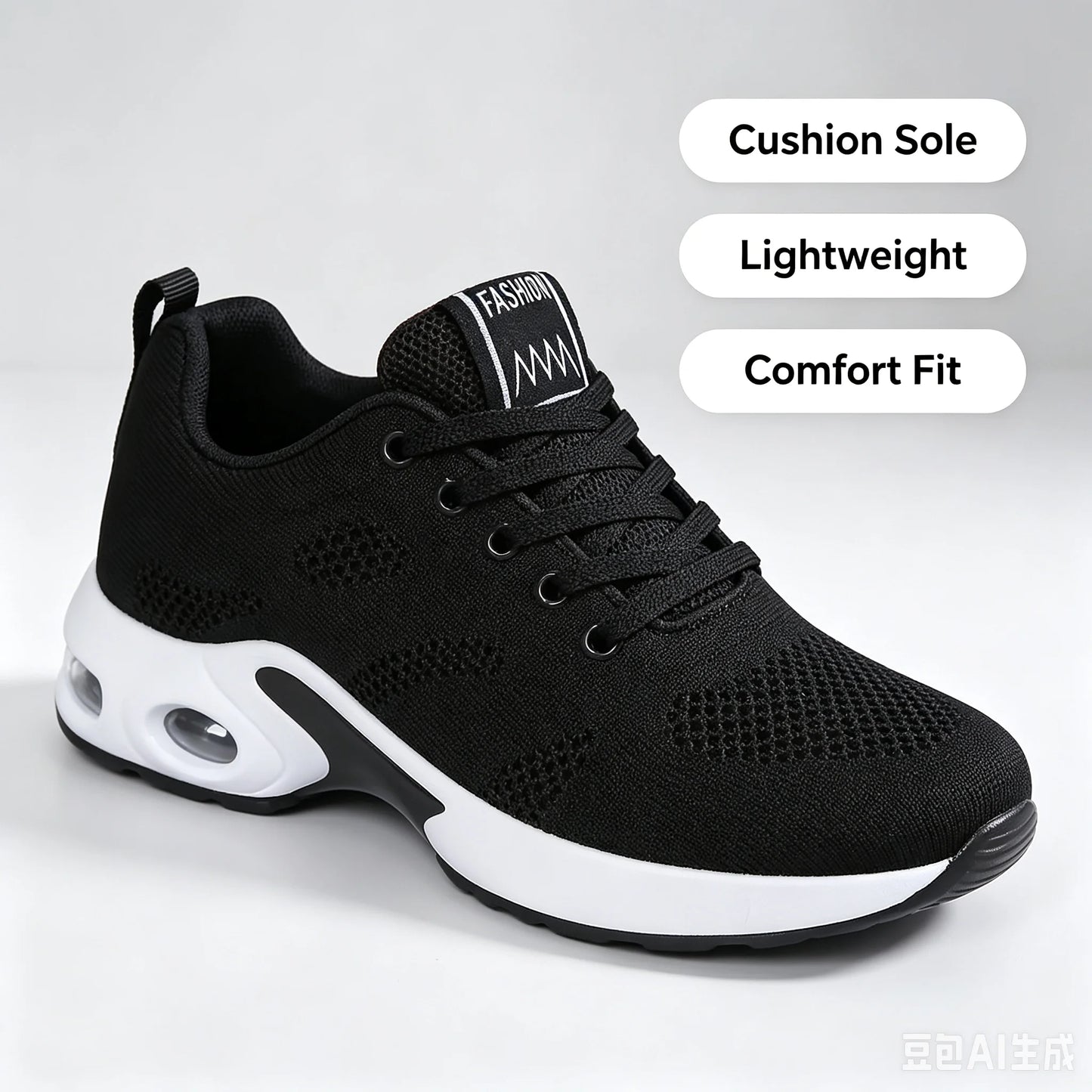 Women Air Cushion Running Shoes Breathable Mesh Upper Athletic Sneakers Non Slip Soft Sole Casual Platform Shoes Ladies Lightweight Sport Footwear for Gym Jogging Tennis Outdoor Daily Walking Fitness Training Red Black White
