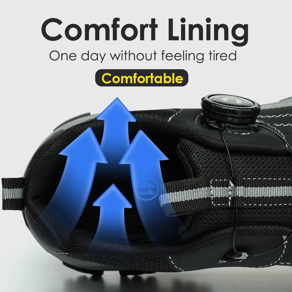 Men's Safety Shoes Anti-Smashing Steel Toe Anti-Puncture Kevlar Button-Up Design Anti-Slip Wear-Resistant for Factory Workshops Warehouses