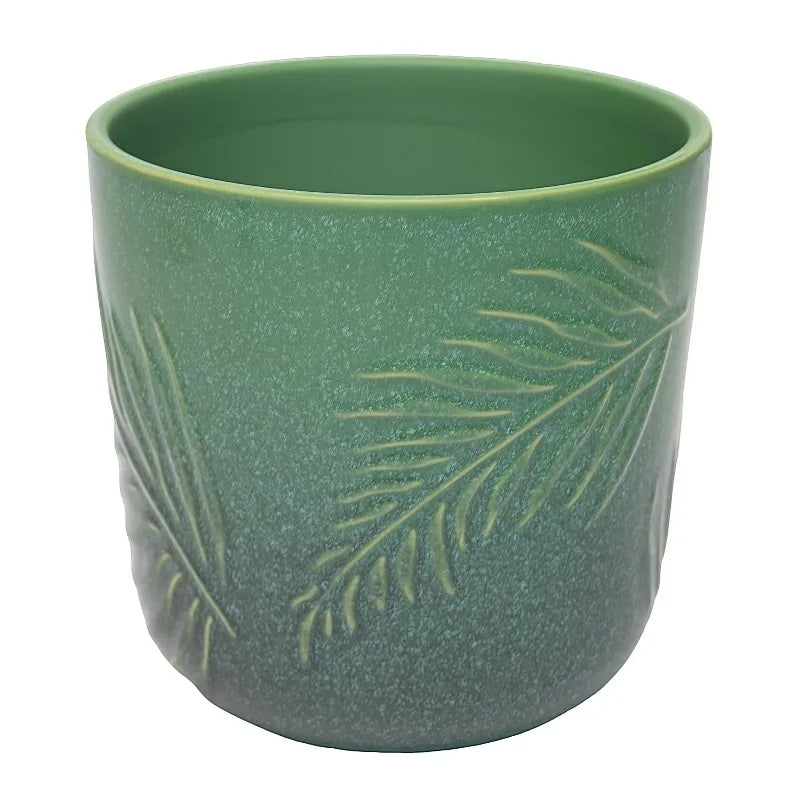 8-Inch Ceramic Planter with Botanical Design