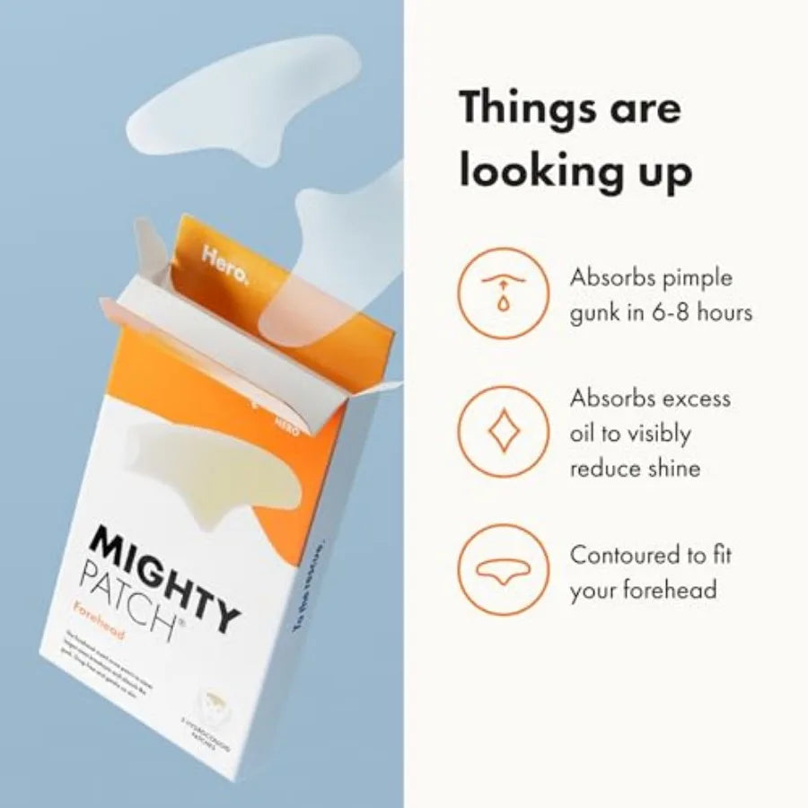 Mighty Patch™ Forehead Patch - Hydrocolloid Acne Pimple Patch, Contoured to Cover Larger Area of Zits and Blemishes - Drug-Free