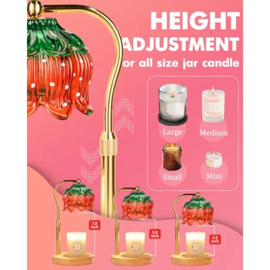 Strawberry Candle Warmer Lamp Height Adjustable, Lotus Strawberry Flower Lamp for Yankee Village Candles, Cute Candle Lamp with