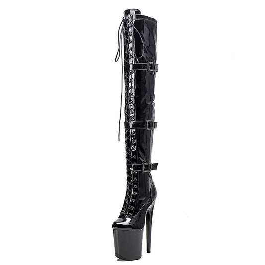 WUXIN H&P Women's 8in Stripper Heels Thigh High Heel Boots, Over The Knee  Exotic Pole Shoes StilettoPlatform Boot