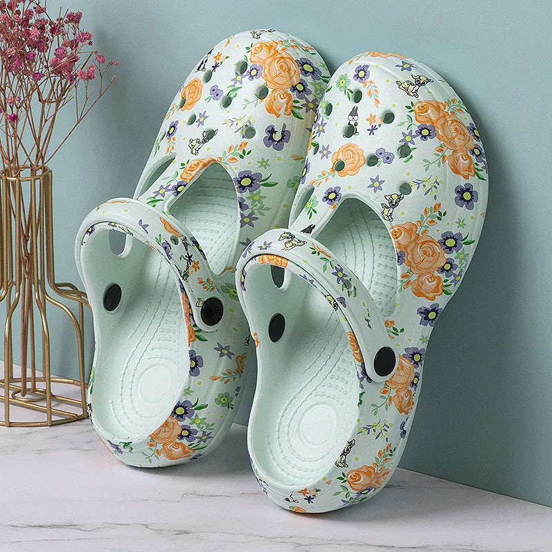 Women's Soft EVA Summer Slippers round Toe Flat Home Slides Dry Wedges Platform Beach Sandals with Thick Bottom for Garden Use