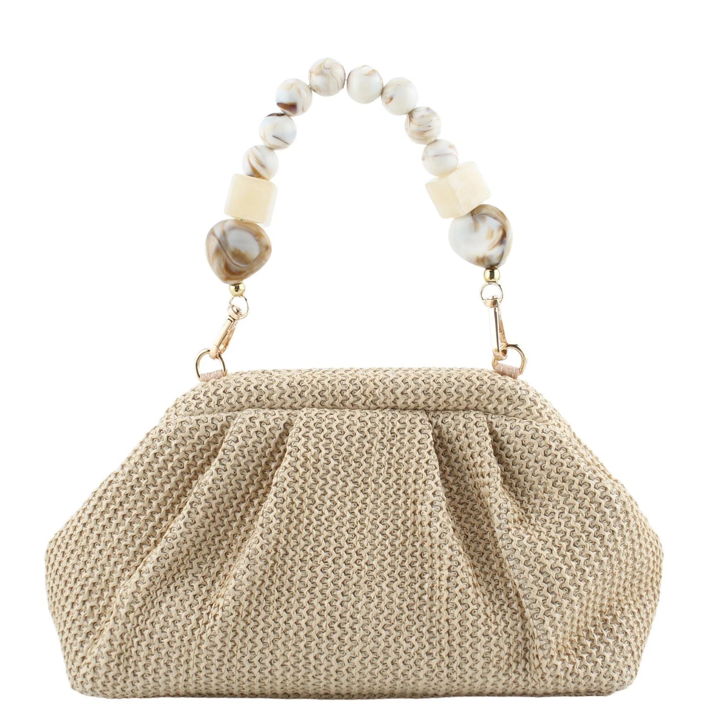 2026 New Women Straw Woven Bags Chain Strap Straw Clutch Purse Large Capacity Stylish Handheld Crossbody Bag Totes for Summer Beach Holiday