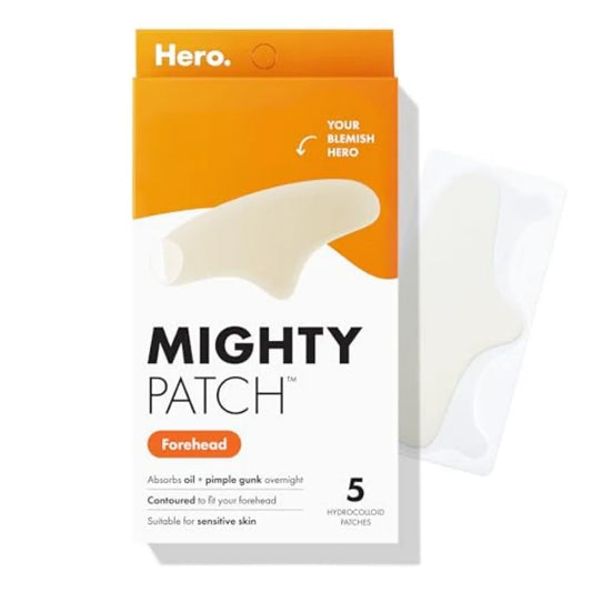 Mighty Patch™ Forehead Patch - Hydrocolloid Acne Pimple Patch, Contoured to Cover Larger Area of Zits and Blemishes - Drug-Free