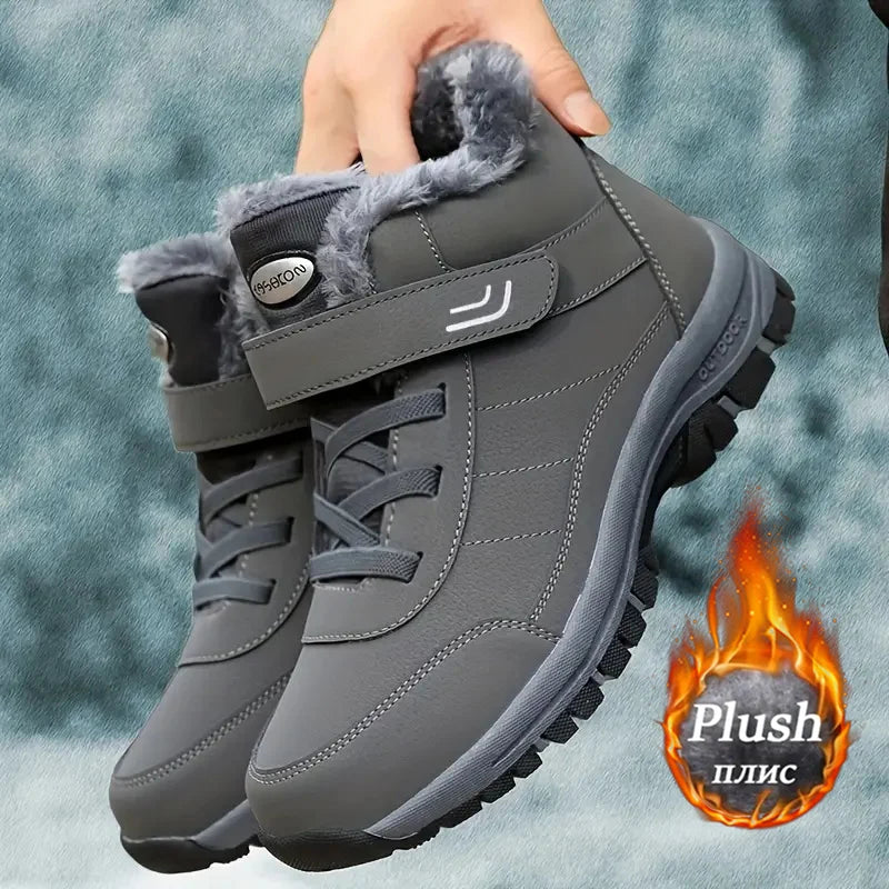 Women Winter Fleece Lined Snow Boots Adjustable Hook Loop Ankle Booties Non Slip Wear Resistant Outdoor Hiking Shoes Warm Cold Resistant Casual Walking Footwear 2026 New Arrival