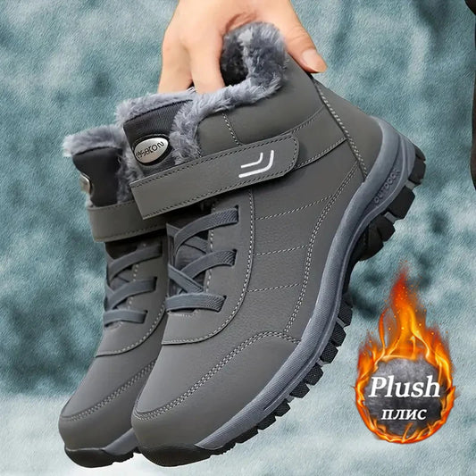 Women Winter Fleece Lined Snow Boots Adjustable Hook Loop Ankle Booties Non Slip Wear Resistant Outdoor Hiking Shoes Warm Cold Resistant Casual Walking Footwear 2026 New Arrival