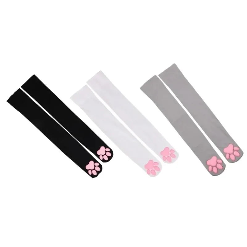 Womens Thigh High Stockings Cat Paw Pad Ladies Girls pink Long Over 3D Above Knee Socks Cosplay Lace Lolita Harajuku Y2k female