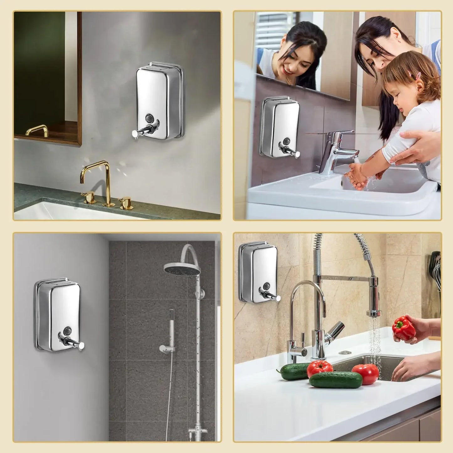 Commercial Soap Dispenser Wall Mount Stainless Steel Soap Dispenser for Hotels Restaurants Bathroom and Home 500ml/17oz