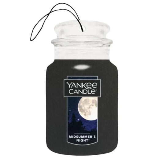 Yankee Candle Classic Paper Car Jar Air Freshener, Hanging Car Freshener, Long Lasting Car Fragrance, Midsummer's Night Pack of