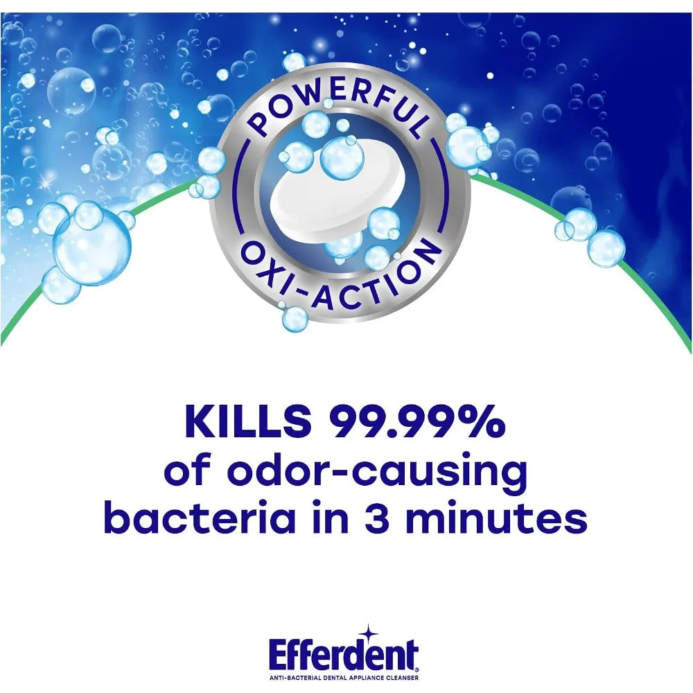 Effervescent Denture Cleaner Tablets for Dental Appliances Aligners Mouth Guards and Retainers Minty Fresh Breath Cleaning Solution Deep Stain Removal and Antibacterial Formula Odor Eliminator for Daily Use Safe and