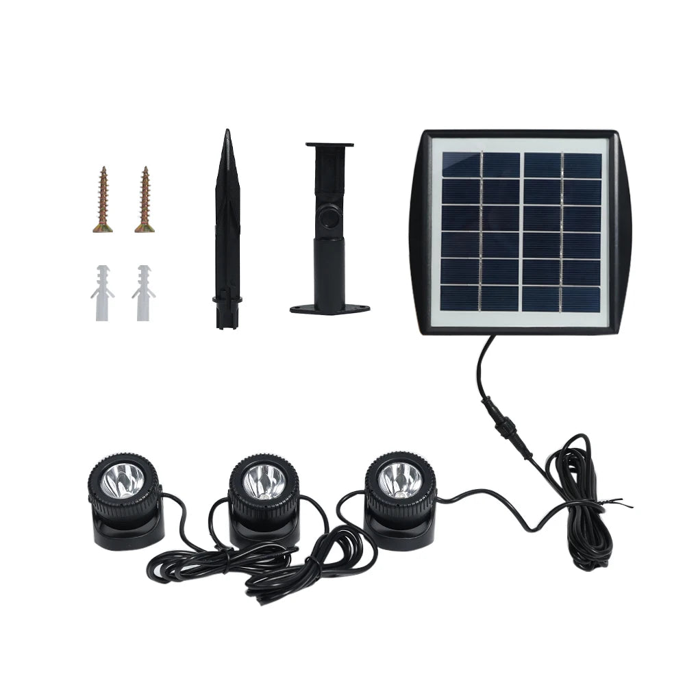 Solar Pond Lights Auto On/Off RGB Underwater Solar Lights Adjustable Angle Solar Spot Lights 3 Light Modes for Pool Tree Walkway