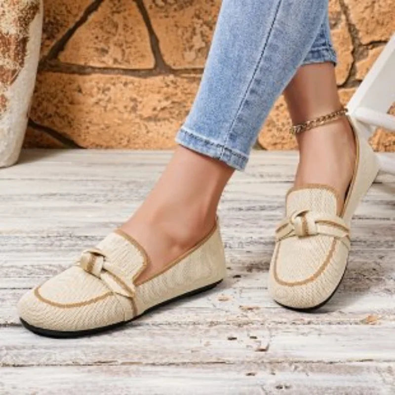 Breathable Knitted Flat Loafers for Women, 2026 New Lightweight Anti-slip Casual Slip-On Shoes, Large Size Comfortable Flat Shoes
