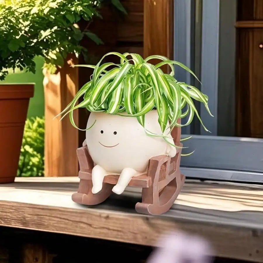 Charming Face Planter Pots, Cute Head Chair Shaped Succulent Planter, Unique Artistic Plant Pot for Small Indoor Outdoor Plants, Ideal for Home Garden Office Desktop Decor, Creative Novelty Housewarming Festival Gift for Plan